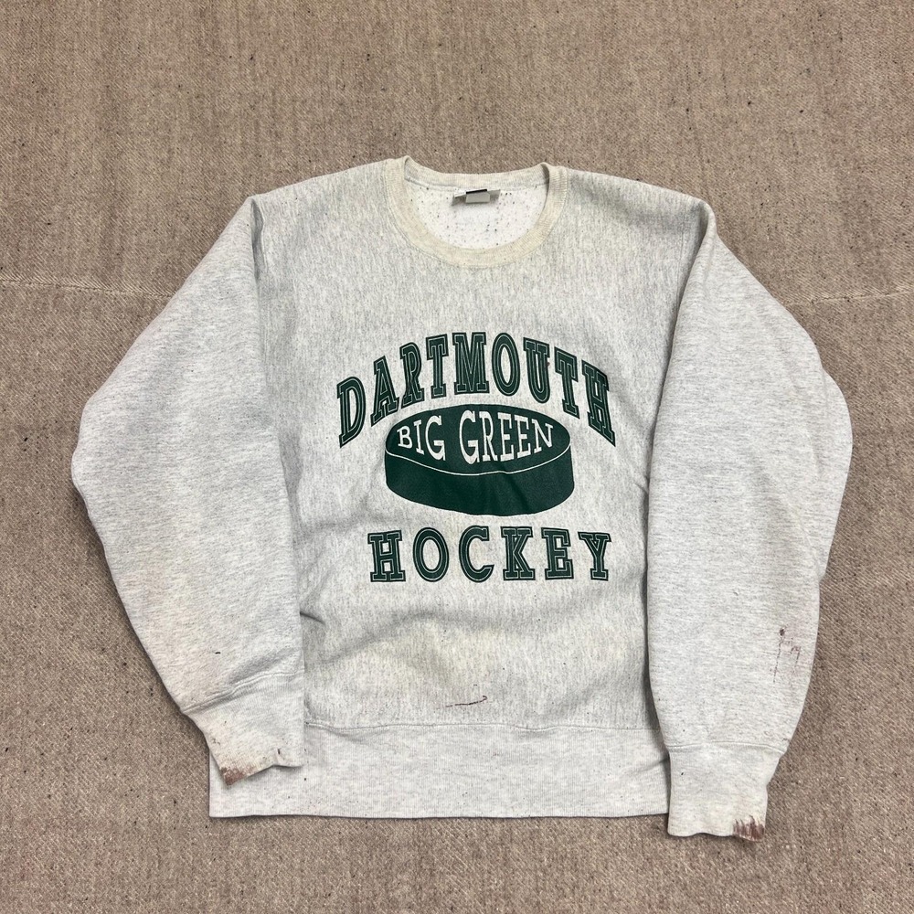 Vintage Dartmouth Big Green Hockey Sweatshirt‎ Mens Large Gray 1990s
